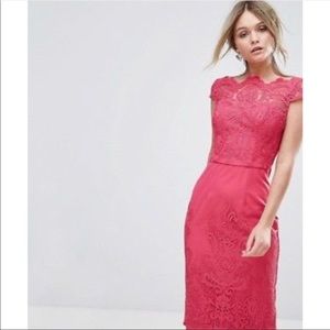 ASOS Chi Chi London Bardot Lace Pencil Dress NWT